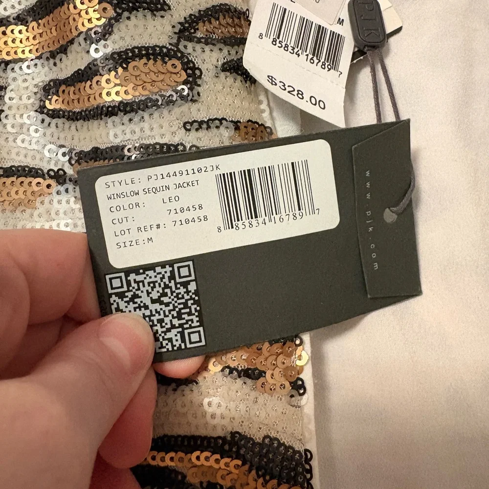 PJK Gold Sequin Tiger-Print Cropped Jacket - Gold/Black - Picture 3 of 4